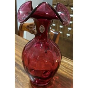 Fenton Vase Cranberry Dot Ruffled Top Sticker